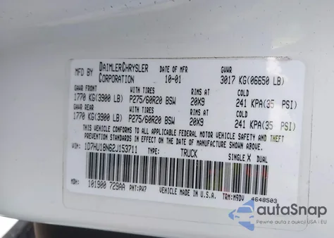 2002 Dodge Ram 1500 St z USA, uszkodzony, nr VIN 1D7HU18N62J153711